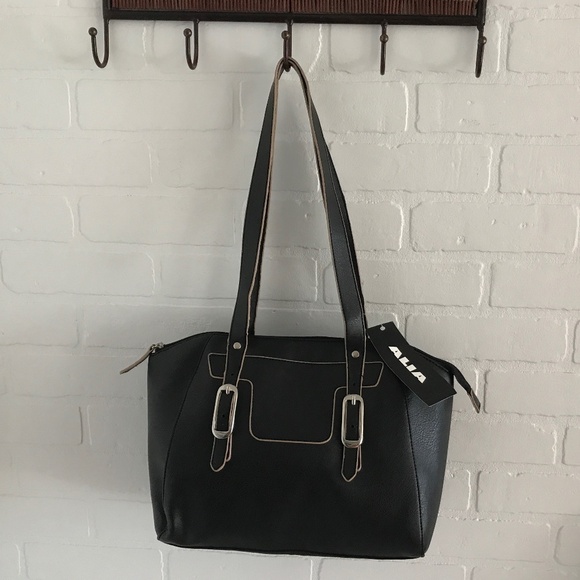 NWT Nygard Shoulder Tote Bag - Black/tan - Picture 2 of 9